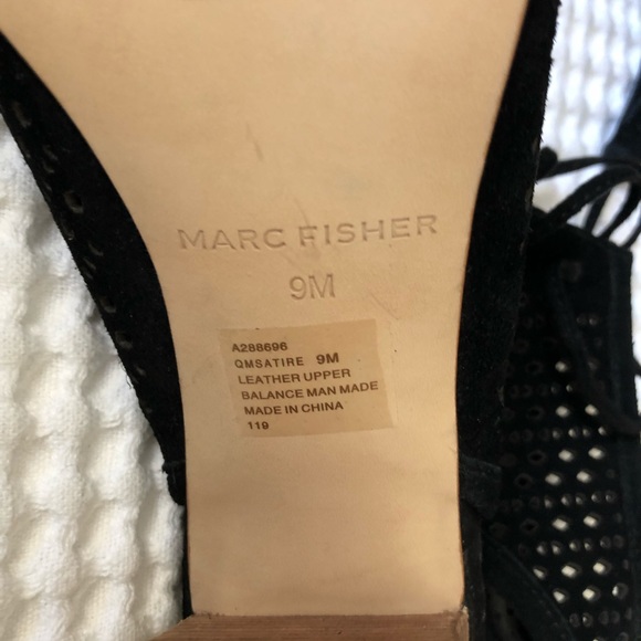 SOLD.  Marc Fisher| Black block heal lace up sandal - Picture 5 of 8